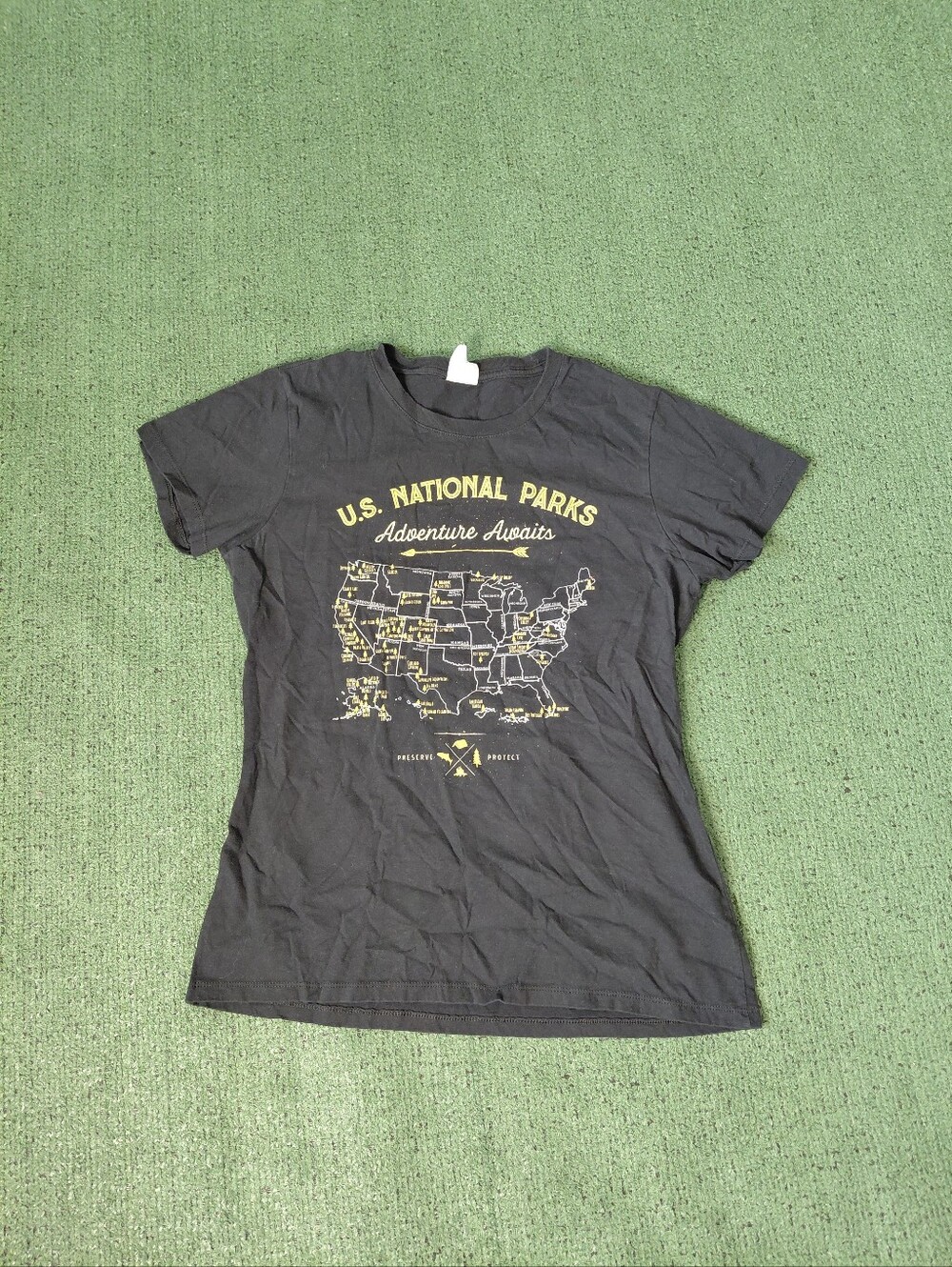 Womens U.S. National Parks Adventure Awaits Nature Wildlife Outdoors Black T Shi